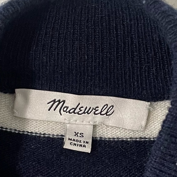 Madewell Wool Blend Navy Blue White Striped Sweater Size XS - Picture 5 of 7